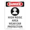 Signmission OSHA Danger Sign, High Noise Area Wear, 24in X 18in Decal, 18" W, 24" H, Portrait OS-DS-D-1824-V-1323 - alternate 1
